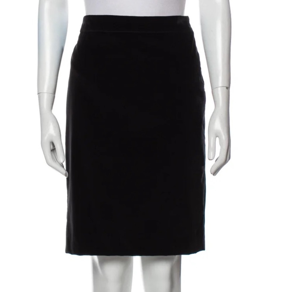 Red Valentino black velvet pencil Skirt lace bow accent high waist Made in Italy